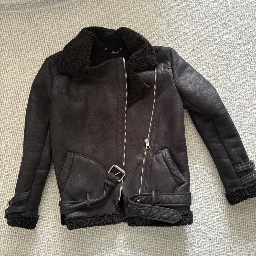 American Eagle Outfitters Black Shearling Jacket